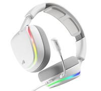 GLORIOUS GHS Eternal RGB - Cuffie stereo gaming RGB per PC, PS5, PS4, Switch - Driver angolati personalizzati, microfono rimovibile con audio nitido, USB-C - Resistenti, comfort prolungato - Bianche