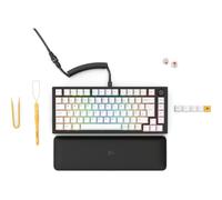 Glorious Gaming GMMK PRO 75% - Tastiera da gaming mecc.a modulare, TKL, struttura da 1,5 kg, personalizzabile, cavo a spirale, poggiapolsi, tasti in PBT bianchi, RGB, layout QWERTY inglese - Nero