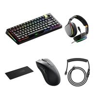GLORIOUS Set Stealth Nero: GMMK 3 PRO 75% HE Wireless (Layout US), Cuffie GHS Eternal RGB Nere, Mouse Model D 2 PRO 1K Wireless, Tappetino Insonorizzante 75% e Cavo a Spirale