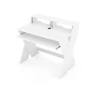 Glorious Sound Desk Compact White - Workstation da studio compatta dal design intelligente con ampia superficie di lavoro, vassoio estraibile per la tastiera