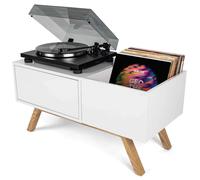 Glorious TURNTABLE LOWBOARD Mobile x giradischi e vinile, retrò anni 60, Bianco