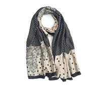 GLORIS Sciarpa da donna fine in seta grande 180 x 90 cm con stampe colorate. Foulard per donne. Sciarpa per la testa e il collo. Sciarpa di seta elegante, Nero-Amarillento, 180x90 cm