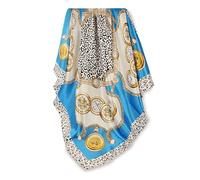 GLORIS Sciarpa di Seta da Donna Elegante, 90 x 90 cm, per Capelli, in Raso, Leo Blu