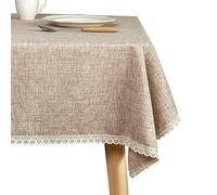 GLORY SEASON Tovaglia in iuta rustica, lavabile, resistente, 152 x 250 cm, rettangolare, con bordo in pizzo, decorazione per cucina e sala da pranzo
