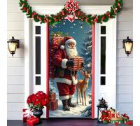 Gloryboom 2025 Christmas and Halloween Front Door Decoration, Elastic Door Covers, 35x79 Inch Halloween Fitted Elastic Fabric Stretchable Stretch Door Cover (a-11,90x180cm/35.4*70.8in)