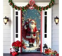 Gloryboom 2025 Christmas and Halloween Front Door Decoration, Elastic Door Covers, 35x79 Inch Halloween Fitted Elastic Fabric Stretchable Stretch Door Cover (a-10,90x180cm/35.4*70.8in)