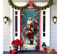 Gloryboom 2025 Christmas and Halloween Front Door Decoration, Elastic Door Covers, 35x79 Inch Halloween Fitted Elastic Fabric Stretchable Stretch Door Cover (a-14,90x180cm/35.4*70.8in)