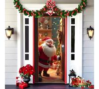 Gloryboom 2025 Christmas and Halloween Front Door Decoration, Elastic Door Covers, 35x79 Inch Halloween Fitted Elastic Fabric Stretchable Stretch Door Cover (a-6,90x180cm/35.4*70.8in)