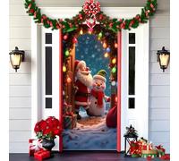 Gloryboom 2025 Christmas and Halloween Front Door Decoration, Elastic Door Covers, 35x79 Inch Halloween Fitted Elastic Fabric Stretchable Stretch Door Cover (a-1,90x180cm/35.4*70.8in)