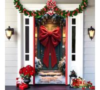 Gloryboom 2025 Christmas and Halloween Front Door Decoration, Elastic Door Covers, 35x79 Inch Halloween Fitted Elastic Fabric Stretchable Stretch Door Cover (a-9,90x180cm/35.4*70.8in)
