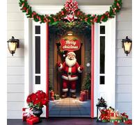 Gloryboom 2025 Christmas and Halloween Front Door Decoration, Elastic Door Covers, 35x79 Inch Halloween Fitted Elastic Fabric Stretchable Stretch Door Cover (a-19,90x180cm/35.4*70.8in)