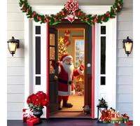 Gloryboom 2025 Christmas and Halloween Front Door Decoration, Elastic Door Covers, 35x79 Inch Halloween Fitted Elastic Fabric Stretchable Stretch Door Cover (a-5,90x200cm/35.4*78.7in)