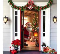 Gloryboom 2025 Christmas and Halloween Front Door Decoration, Elastic Door Covers, 35x79 Inch Halloween Fitted Elastic Fabric Stretchable Stretch Door Cover (a-7,90x180cm/35.4*70.8in)