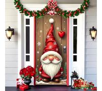 Gloryboom 2025 Christmas and Halloween Front Door Decoration, Elastic Door Covers, 35x79 Inch Halloween Fitted Elastic Fabric Stretchable Stretch Door Cover (a-18,90x200cm/35.4*78.7in)