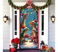 Gloryboom 2025 Christmas and Halloween Front Door Decoration, Elastic Door Covers, 35x79 Inch Halloween Fitted Elastic Fabric Stretchable Stretch Door Cover (a-15,90x200cm/35.4*78.7in)