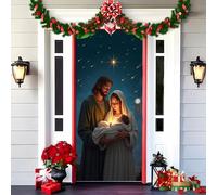 Gloryboom 2025 Christmas and Halloween Front Door Decoration, Elastic Door Covers, 35x79 Inch Halloween Fitted Elastic Fabric Stretchable Stretch Door Cover (a-3,90x200cm/35.4*78.7in)