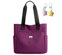 Gloryboom Shoulder Bag for Women, Large Capacity Waterproof Multi Pockets Nylon Tote Bag Travel Purse for Work (Purple)