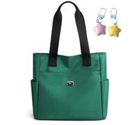 Gloryboom Shoulder Bag for Women, Large Capacity Waterproof Multi Pockets Nylon Tote Bag Travel Purse for Work (Green)