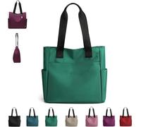 Gloryboom Shoulder Bag, Large Capacity Water Repellent Multi Pocket Nylon Shoulder Bag with Zipper, Versatile Tote Bags (Green)