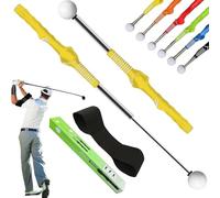 Gloryboom Telescopic Club, Retractable Golf Swing Training Aid, Portable Grip Trainer Click Feedback with Training Wrist Guard, for Right & Left-Handed Golfers (Right/Yellow)