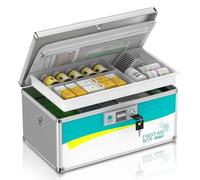 Glosen Cassetta di sicurezza per medicinali, con chiusura a chiave, con chiave e cinghia, 40 x 24 x 19 cm, extra large