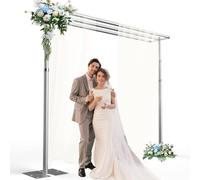 GLOSHOOTING Kit di sfondo resistente, 2,6 x 3 m, tre tubi trasversali e drappeggio, cornice in metallo regolabile, supporto per sfondo per fotografie di matrimoni, decorazioni per feste di compleanno