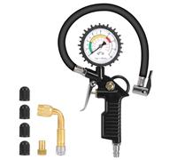 GLOSKIN Manometro Pressione Gomme, 220PSI Pistola Gonfiaggio Pneumatici per il Nucleo Della Valvola, Pressione Gomme Auto,Accessori per il Compressore per Automobili, Motociclette, Camion, Biciclette