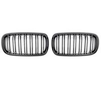 Gloss Black Car Grille Grill Rene Anteriore 2 Linea Doppia Stecca Per BMW Per X5 F15 X6 F16 X5M F85 X6M F86 2014-2018 Accessori Auto Griglia Paraurti(Nero lucido)