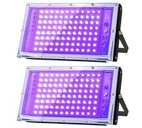 Glostars 100W LED Luce Nera UV, Potente Faretto IP66, Lampada 395-400 nm con Interruttore per Festa di Natale, Luce della Sera, Glow, Esterno (2 confezioni)