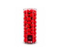 GLOUPIE Box 100 Palline Albero di Natale Velluto Rosso , 3 Misure Ø 5, 6 e 7 cm