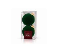 GLOUPIE Box 2 Palline per Albero di Natale in Velluto Verde, da Ø 12 cm