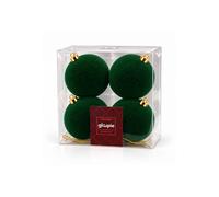 GLOUPIE Box 4 Palline per Albero di Natale in Velluto Verde, da Ø 10 cm