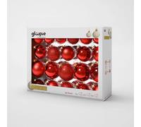 GLOUPIE Box 42 Palline Per Albero Di Natale In Vetro Resistente Rosso, 3 Misure