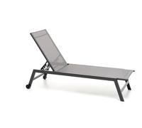 GLOUPIE Lettino Prendisole Da Giardino Alamos Pieghevole In Alluminio Verniciato Antracite Con Ruote Posteriori, Impilabile E Regolabile In 5 Posizioni, L 192 x P 60 x H 91 Cm, Seduta In Textilene