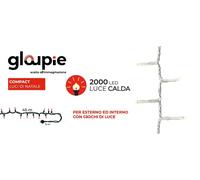 GLOUPIE Luci DI Natale Compact da 50 MT Con 2000 led Bianco Caldo, Trasparente ,