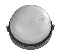 GLOUPIE Plafoniera Da Esterno Tonda A Parete Livigno, IP44 Con Potenza Massima 60 W, D. 19 x H 9,2 Cm, Corpo In Alluminio Nero E Calotta In Vetro, Completa Di Porta Lampada E27