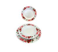 GLOUPIE Servizio Piatti In Porcellana Bianca Con Decoro Natalizio,Per 6 Persone,