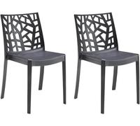 GLOUPIE Set 2 Sedie Matrix In Polipropilene Nero, 55x47x82 Cm,Peso 4 Kg,Per Interno Ed Esterno,Made In Italy,Impilabili