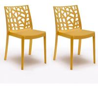 GLOUPIE Set 2 Sedie Matrix In Polipropilene Senape, 55x47x82 Cm,Peso 4 Kg,Per Interno Ed Esterno,Made In Italy,Impilabili