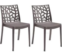 GLOUPIE Set 2 Sedie Matrix In Polipropilene Tortora, 55x47x82 Cm,Peso 4 Kg,Per Interno Ed Esterno,Made In Italy,Impilabili