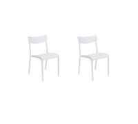 GLOUPIE Set 2 Sedie Provence in Polipropilene Bianca, Impinabili, 46 x 54 x 80 cm, peso 3,3 kg, Per Interno e Esterno, Design Vintage, 100% Made in italy