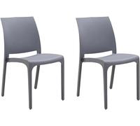 GLOUPIE Set 2 Sedie Volga In Polipropilene Grigio, Impilabili, Dimensioni 54 x 46 x 81 Cm, Peso 3,5 Kg,Per Interno Ed Esterno, Made In Italy, Sedia Impilabile