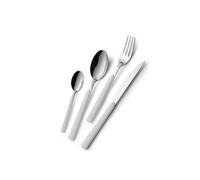 GLOUPIE Set 24 Posate Loft Bianco Per 6 Persone in Acciaio Inox e Manico In ABS Made In Italy Lavabili In Lavastoviglie