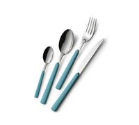 GLOUPIE Set 24 Posate Loft Celeste Per 6 Persone in Acciaio Inox e Manico In ABS