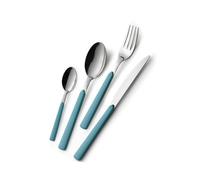 GLOUPIE Set 24 Posate Loft Celeste Per 6 Persone in Acciaio Inox e Manico In ABS Made In Italy Lavabili In Lavastoviglie