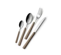 GLOUPIE Set 24 Posate Loft Nocciola Per 6 Persone in Acciaio Inox e Manico In ABS Made In Italy Lavabili In Lavastoviglie