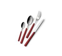 GLOUPIE Set 24 Posate Loft Rosso Per 6 Persone in Acciaio Inox e Manico In ABS Made In Italy Lavabili In Lavastoviglie