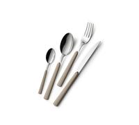 GLOUPIE Set 24 Posate Loft Sabbia Per 6 Persone in Acciaio Inox e Manico In ABS Made In Italy Lavabili In Lavastoviglie