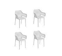 Gloupie Set 4 Poltrone Aria in Polipropilene Bianco, Impilabile,58x60x82 cm, 3,