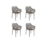 Gloupie Set 4 Poltrone Aria in Polipropilene Taupe, Impilabile,58x60x82 cm, 3,8